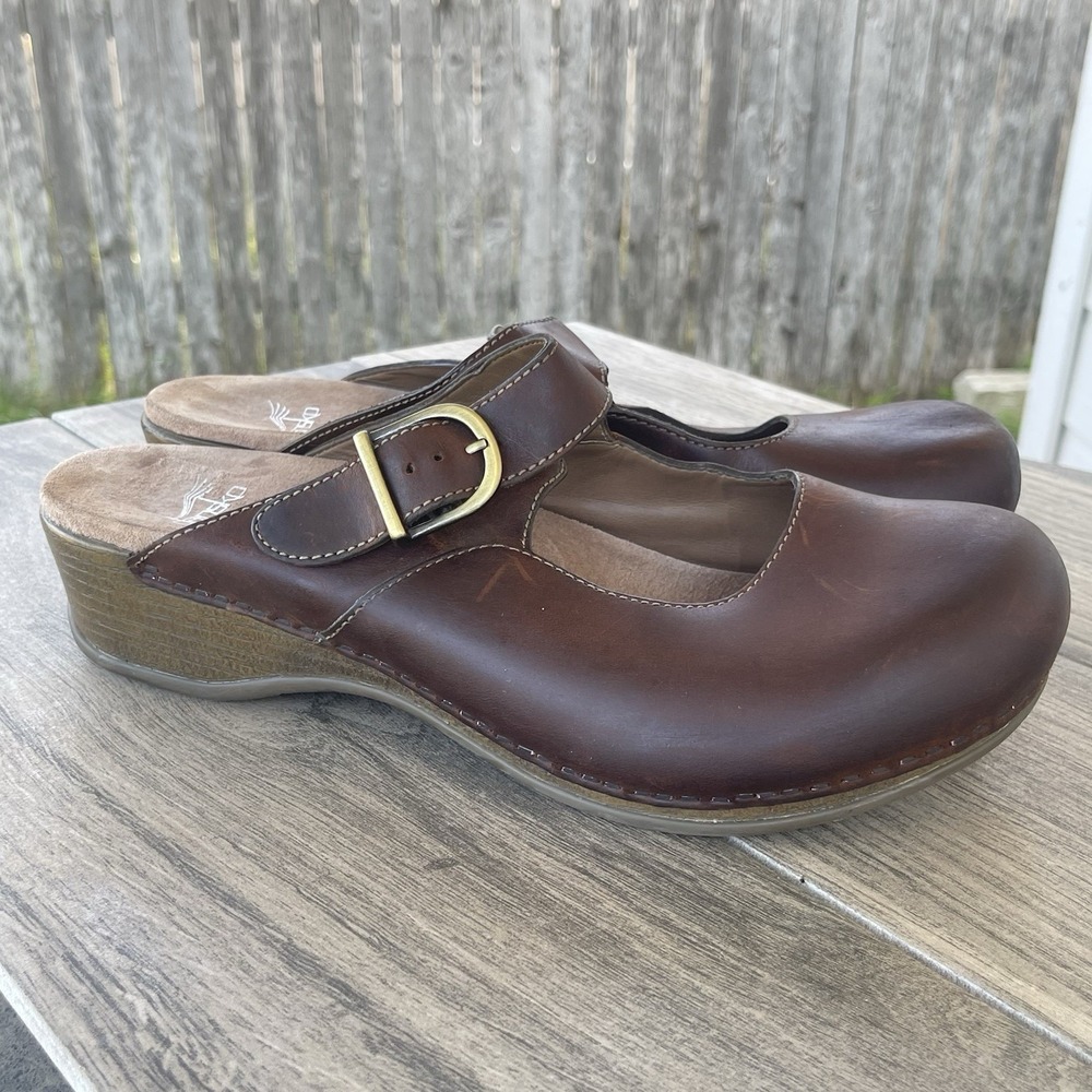 Dansko‎ Martina Clogs Women 11.5 EU 42 Brown Burnished Oiled Leather Mary Jane